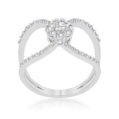 Joyce 0.4ct CZ Rhodium Delicate Floral Wrap Ring