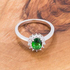 Emerald Green CZ Petite Oval Ring
