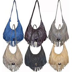 Large Soft Leather Hobo With Fringe