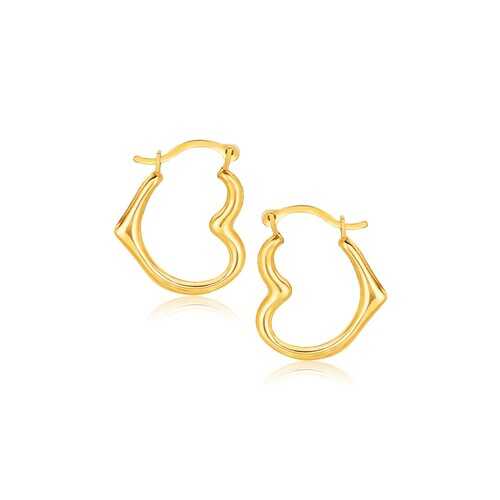 10k Yellow Gold Heart Hoop Earrings