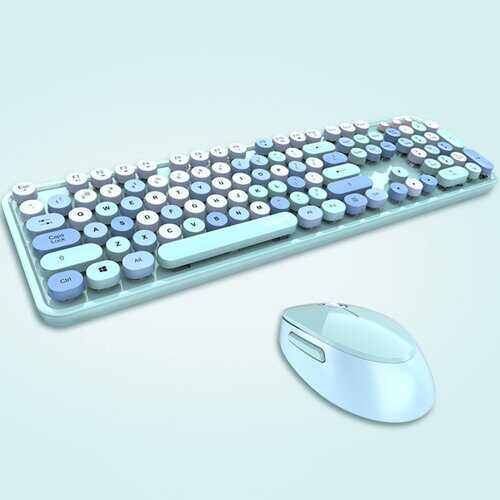 Spring Multi Wireless Keyboard And Mouse Set - COLORS: PASTEL BLUE