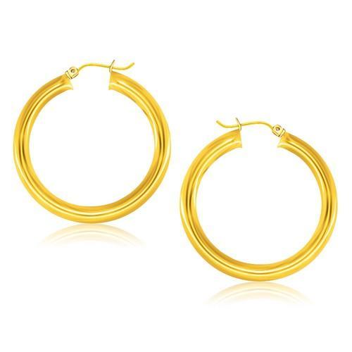 14k Yellow Gold Polished Hoop Earrings (40 mm)