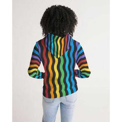 Womens Hoodies, Rainbow Stripe Style Hooded Shirt