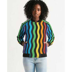 RAINBOW STRIPES Womens Bomber Jacket