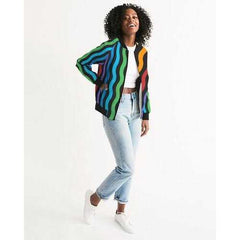 RAINBOW STRIPES Womens Bomber Jacket