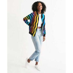 RAINBOW STRIPES Classic Womens Bomber Jacket