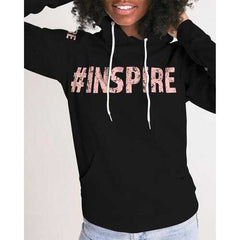 Inspire Black Peach Womens Hoodie with Sleeve Text