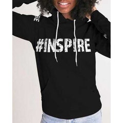 Inspire Black White Womens Hoodie with Sleeve Text