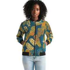 Tribal Blue Abstract Style Womens Bomber Jacket