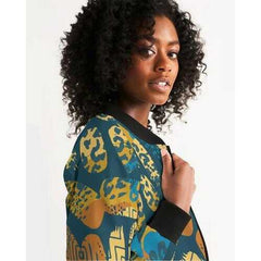 Tribal Blue Abstract Style Womens Bomber Jacket