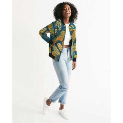 Tribal Blue Abstract Style Womens Bomber Jacket