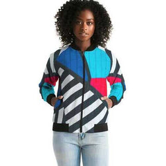 Gridline Colorful Style Womens Bomber Jacket