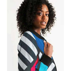 Gridline Colorful Style Womens Bomber Jacket