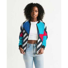 Gridline Colorful Style Womens Bomber Jacket