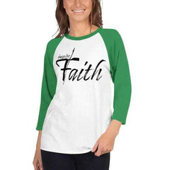 Womens Sport Tees, Inspire Faith Graphic Text Style Raglan Shirt