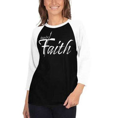 Womens Sport Tees, Inspire Faith Graphic Text Style Raglan Shirt