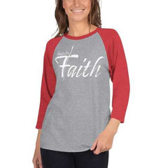 Womens Sport Tees, Inspire Faith Graphic Text Style Raglan Shirt