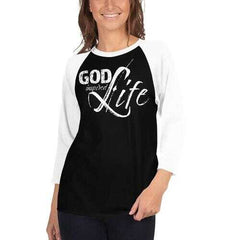 Womens Sport Tees, God Inspired Graphic Text Style Raglan Shirt