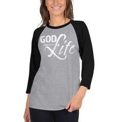 Womens Sport Tees, God Inspired Graphic Text Style Raglan Shirt