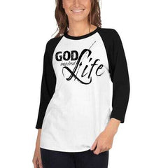 Womens Sport Tees, God Inspired Graphic Text Style Raglan Shirt