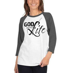 Womens Sport Tees, God Inspired Graphic Text Style Raglan Shirt