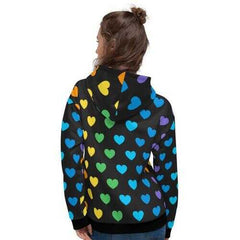 Rainbow Heart Style Black Womens Hoodie