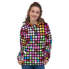 Womens Colorful Cube Style Pullover Hoodie