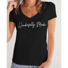 Wonderfully Made Graphic Style Womens V-Neck Tee