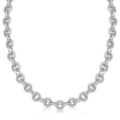 Sterling Silver Round Cable Inspired Chain Link Necklace, size 24''