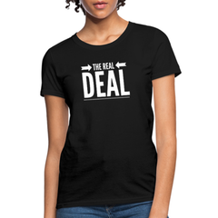 Womens T-Shirts, The Real Deal Graphic Text Double Arrow Style Shirt