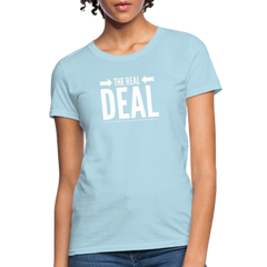 Womens T-Shirts, The Real Deal Graphic Text Double Arrow Style Shirt