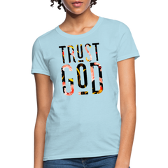 Womens T-Shirts, Trust God Graphic Text Floral Style Shirt