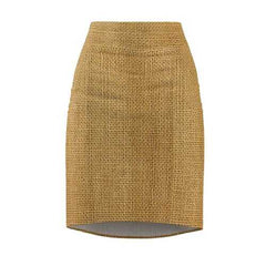 Womens Skirts, Sandy Brown Sackcloth Style Pencil Skirt