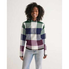 Flannel Grid Stripes Womens Hoodie