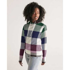 Flannel Grid Stripes Womens Hoodie