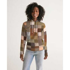 Multicolor Block Natural Tones Style Womens Hoodie