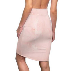 Womens Skirts, Peach Marble Graphic Style Pencil Skirt