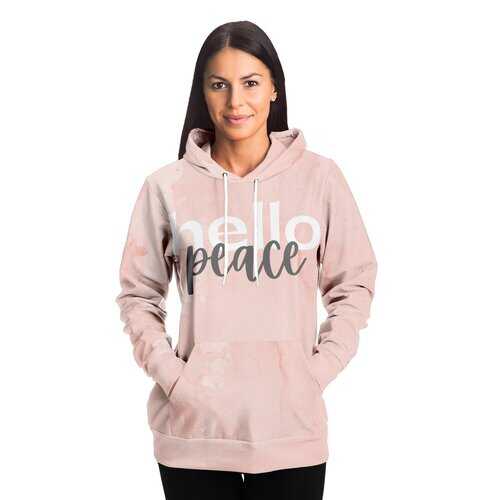 Womens Hoodies, Peach Marble Hello Peach Graphic Style Hooded Shirt