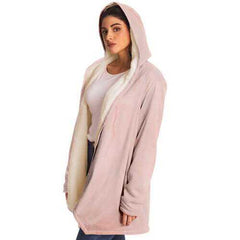 Womens Jackets, Peach Marble Graphic Style Fleece Cloak