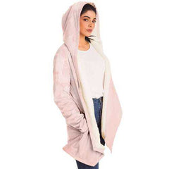 Womens Jackets, Peach Marble Graphic Style Fleece Cloak