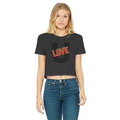 Love U Graphic Style Womens Classic Cropped Raw Edge T-Shirt