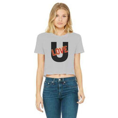 Love U Graphic Style Womens Classic Cropped Raw Edge T-Shirt