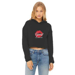 Sweet Valentine White Graphic Text Cropped Raw Edge Hoodie