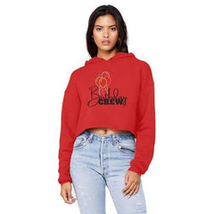 Birthday Crew Raw Edge Cropped Hooded Shirt