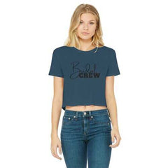 Bridal Crew Graphic Women's Classic Cropped Raw Edge T-Shirt