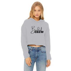 Bridal Crew Graphic Cropped Raw Edge Hoodie