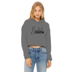 Bridal Crew Graphic Cropped Raw Edge Hoodie