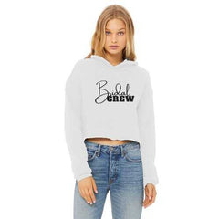 Bridal Crew Graphic Cropped Raw Edge Hoodie