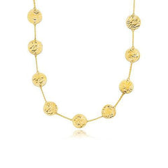 14k Yellow Gold Textured Disc Long Layering Necklace, size 38''