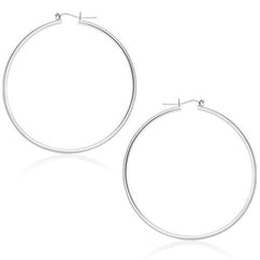 14k White Gold Polished Hoop Earrings (45 mm)